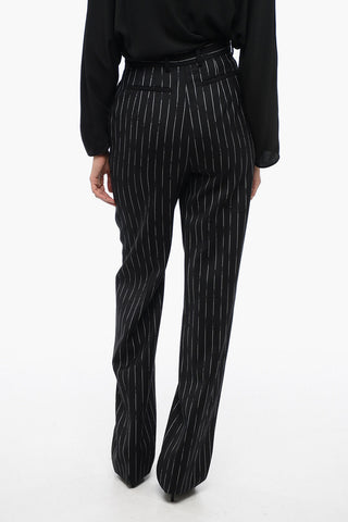 Pinstriped Wool Palazzo Pants