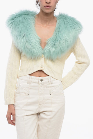 Cashmere-blended Cardigan with Faux Fur