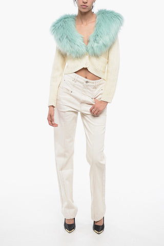 Cashmere-blended Cardigan with Faux Fur