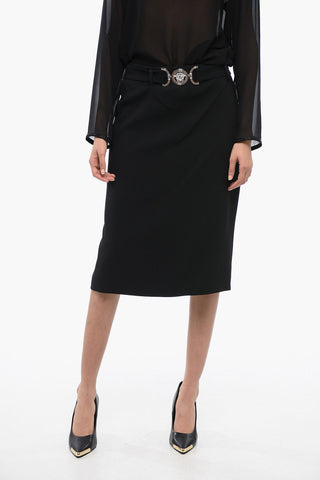 Pencil Skirt with Logoed Belt