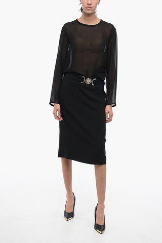 Pencil Skirt with Logoed Belt