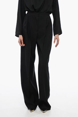Pantaloni Wide Leg a 2 Pinces in Lana