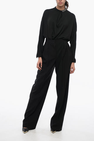 Pantaloni Wide Leg a 2 Pinces in Lana
