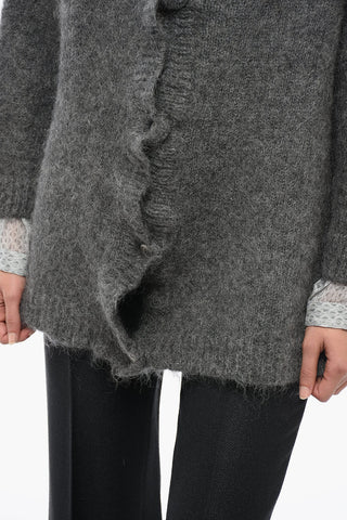 Brushed Mohair Blend Buttoned Cardigan