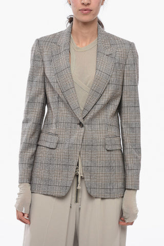 Blazer in Misto Lana District Check con Rever a Lancia