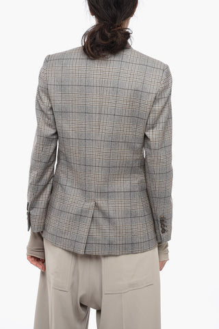 Blazer in Misto Lana District Check con Rever a Lancia