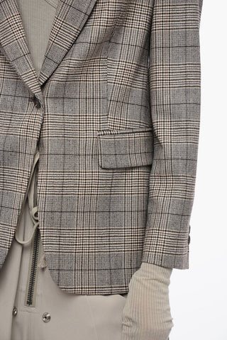 Blazer in Misto Lana District Check con Rever a Lancia