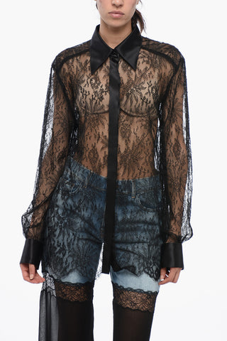Camicia in Pizzo con Collo Italiano in Satin