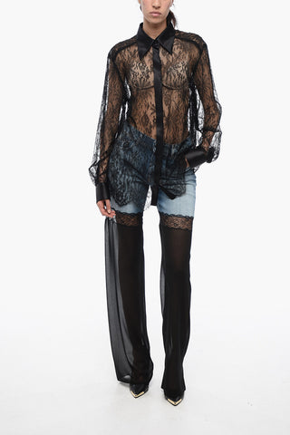 Camicia in Pizzo con Collo Italiano in Satin