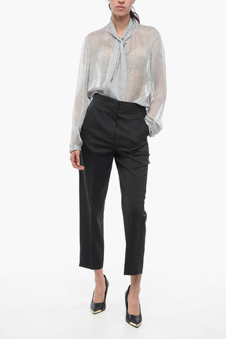Pantaloni a Una Pince con Motivo Hopsack
