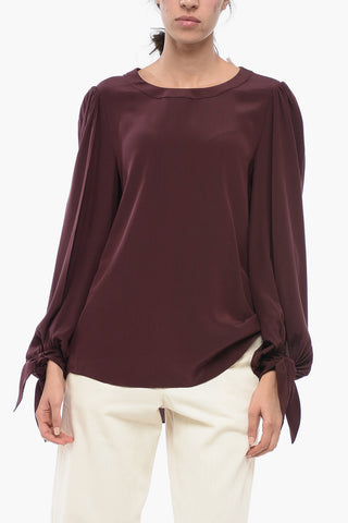 Silk Blouse with Puffed Sleeves