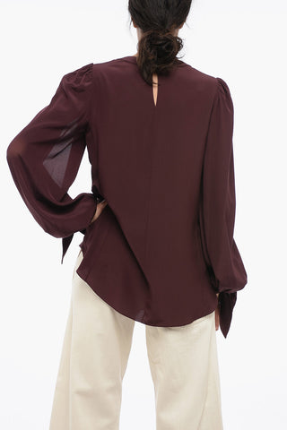 Silk Blouse with Puffed Sleeves