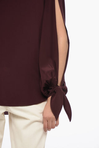 Silk Blouse with Puffed Sleeves