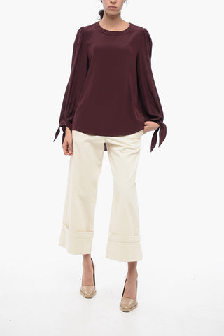 Silk Blouse with Puffed Sleeves