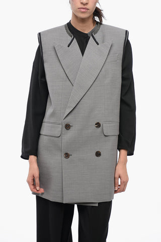 Double-breasted Oversized Wool Blazer with Peak Lapel