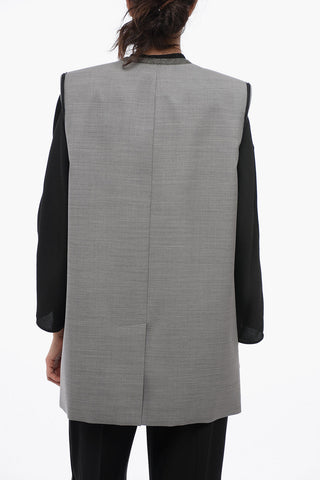 Double-breasted Oversized Wool Blazer with Peak Lapel