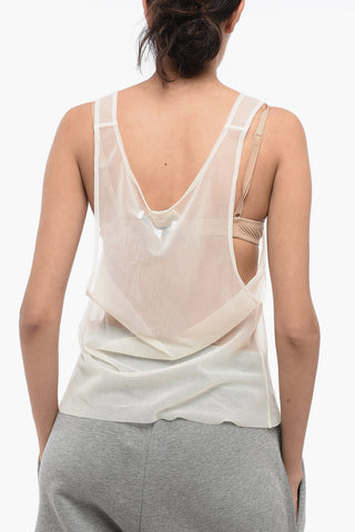 See-Through Tank Top with Rhinestoned Logo