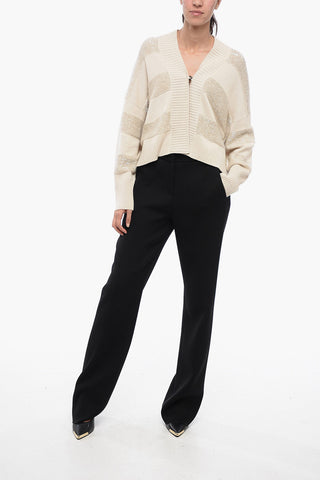 Dropped Shoulders Cardigan with Sequined Stripes