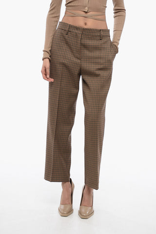 Houndstooth Virgin Wool Pants with Belt Loops