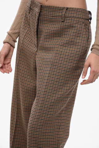 Houndstooth Virgin Wool Pants with Belt Loops
