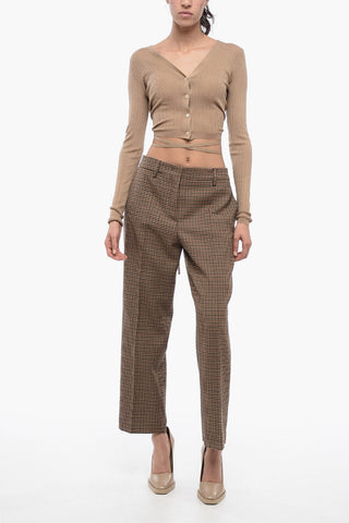 Houndstooth Virgin Wool Pants with Belt Loops