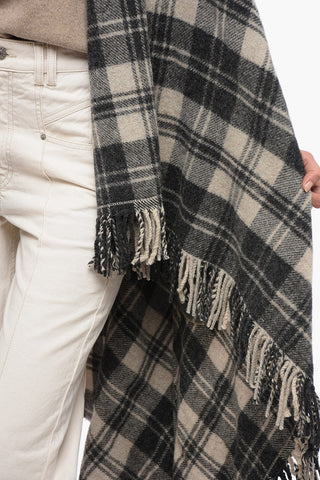 ETOILE Checked Asymmetric Vest with Fringed Hem