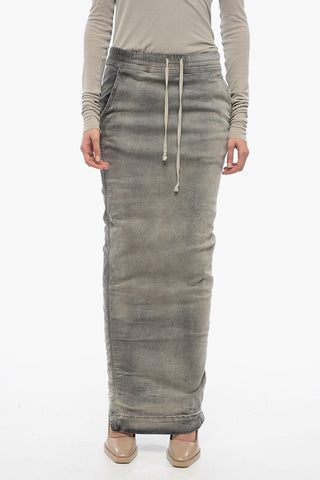 DRKSHDW Denim Maxi Pencil Skirt with Wrinkled Effect