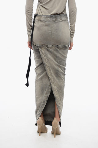 DRKSHDW Denim Maxi Pencil Skirt with Wrinkled Effect