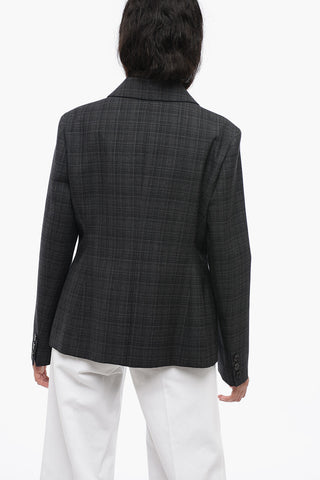 Wool Checked Blazer with Flap Pockets