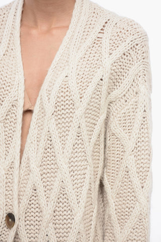 Long Knitted Gardigan With Diamonds Motif