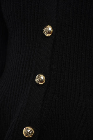 Cashmere Blend Cardigan with Peplum Bottom