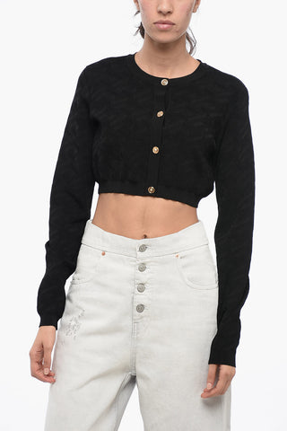 Ribbed Cropped Cardigan with MEDUSA Buttons