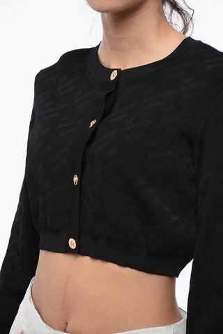Ribbed Cropped Cardigan with MEDUSA Buttons