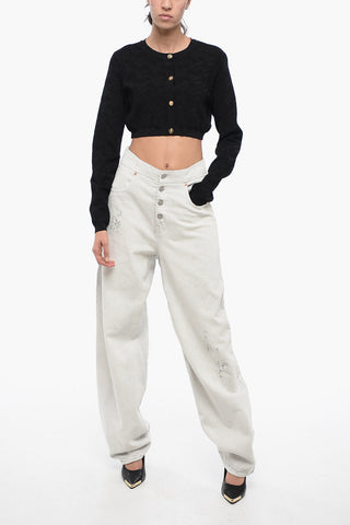 Ribbed Cropped Cardigan with MEDUSA Buttons