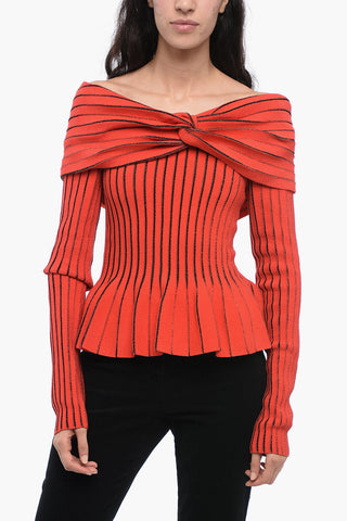 Maglia Off-Shoulder con Dettaglio Annodato