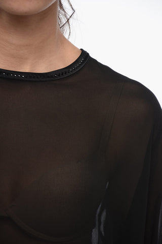 Top FERRARA in Chiffon con Finiture in Strass