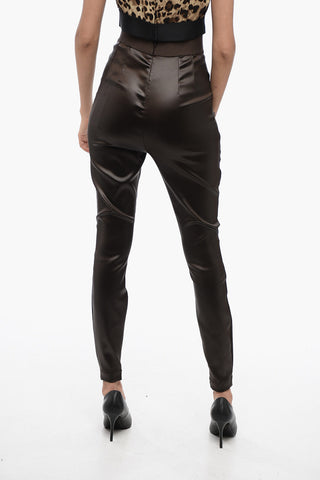 Stretch Satin Leggings with Logoed Elastic Waistband
