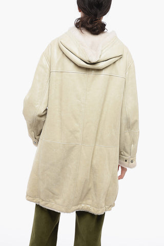 Shearling Coat with Craquelé Woven Effect