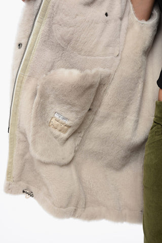 Shearling Coat with Craquelé Woven Effect