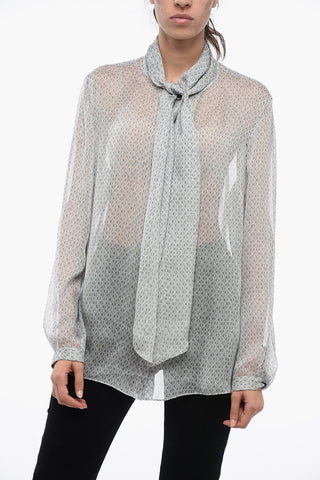 EMPORIO Chiffon Blouse with Self-tie Detail