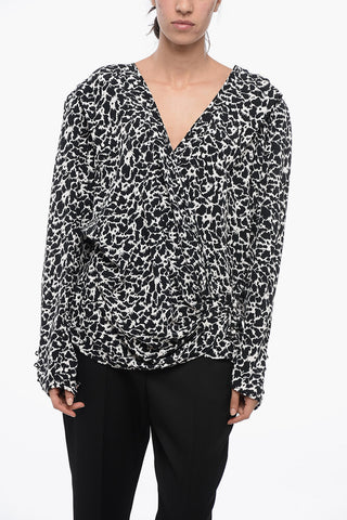 ETOILE Draped Wrap Shirt with Padded Shoulders