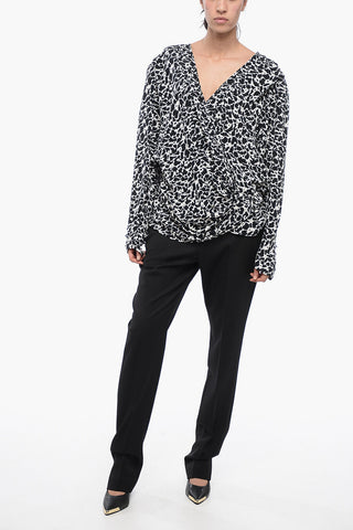 ETOILE Draped Wrap Shirt with Padded Shoulders