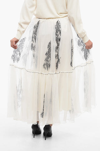 Embroidered Tulle Skirt with Inner Petticoat