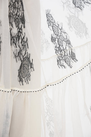 Embroidered Tulle Skirt with Inner Petticoat