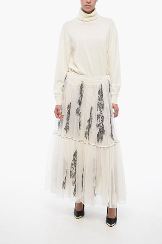 Embroidered Tulle Skirt with Inner Petticoat