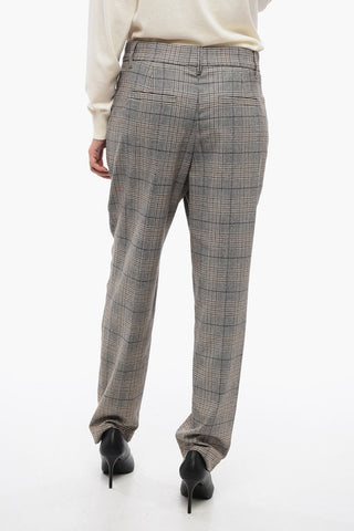 Pleated Pants with Glen-Plaid Motif