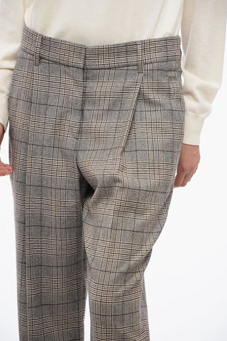Pleated Pants with Glen-Plaid Motif