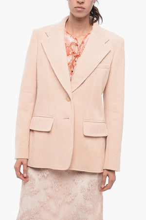 Ribbed Blazer with Flap Pockets