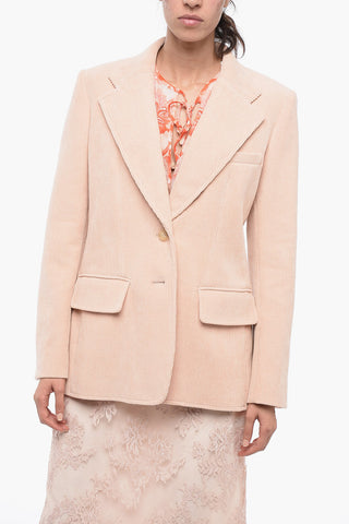 Ribbed Blazer with Flap Pockets