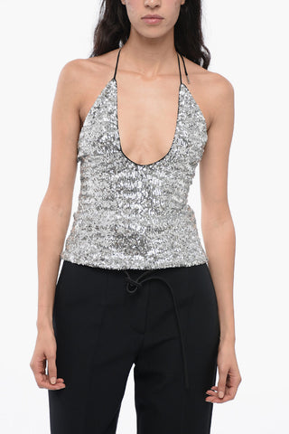 Sequined All-Over Halterneck